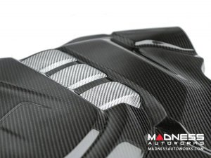 Alfa Romeo Stelvio Engine Cover - Carbon Fiber - QV Model - White Candy Accents Alfa Romeo Stelvio Engine Cover - Carbon Fiber - QV Model - White Candy Accents